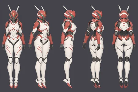 (GENERAL:0), mecha, robot, masterpiece, best quality, very aesthetic, absurdres, solo, standing,
(VIEWS:0), full body character turnaround of mecha,
Multiple views of the same mecha, (simple background, white background:1.2), multiple views, side view, back view, front view,
,
mask, helmet,
Beetle \(insect\)ï¼
Alex Mercer\(Prototype\),
plate armor, power suit, alien,
android, cybersuit, upper armor, mechanical arms, machinery, prosthesis,
(bodyshape:0), Sturdy build body,
(clothing:0), (Polo shirt and khaki shorts:0.6),
(cyan
devil theme character design:1.1),
<lora:MechTurnXLRemix_v1:.5>
<lora:MechTurnXL_v1:.5>
<lora:ClothTurnXLRemix_v1-000004:.25>
<lora:ClothTurnXL_v1-000004:0.25>
<lora:CharTurnXL_v2:0.25>
<lora:xl_more_art-full_v1:.25>,
<lora:Alphonse Mucha Style:.1>, Alphonse Mucha Style page
<lora:å½é£æç»SDXL:.1>