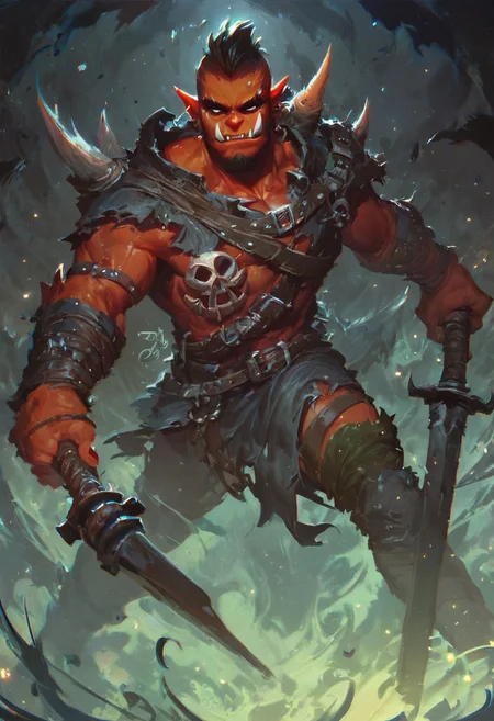score_9,score_8_up,score_7_up,solo ,dark night,no light,very dark, red orc, ork,