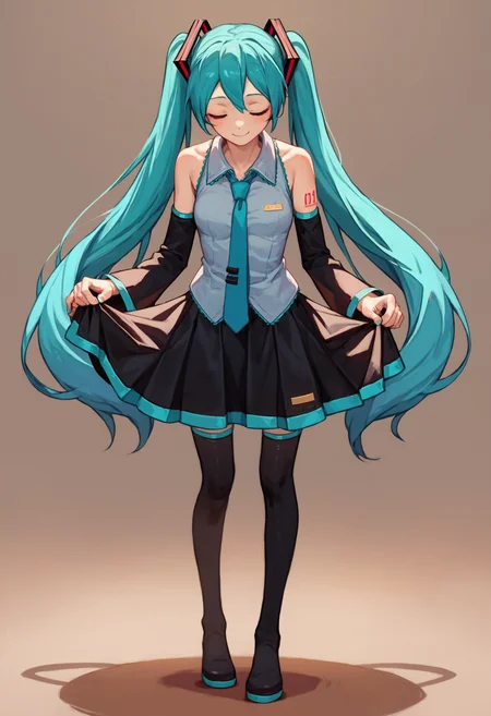 score_9_up score_8_up score_7_up, 1girl, skirt hold bowing, hatsune miku, light smile, black skirt, simple background,
<lora:skirt_hold_bowing_d16:1>