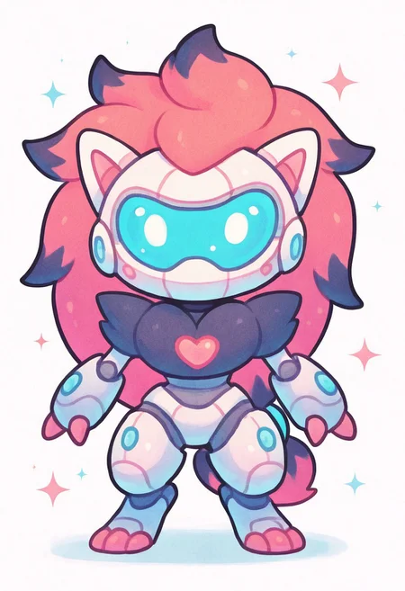 masterpiece, best quality, no humans,    
zzZoroark, cute, mecha, chibi,   k4w4iim1r41, cute outfit, pastel,
