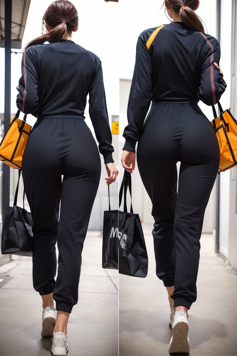 (masterpiece, best quality, 8k, RAW photo, beautiful and aesthetic:1.2),  complex detail, Indirect light, photorealistic,
full body, 1girl,
Athletic jumpsuit with a zip-up front,
 <lora:CWbIGassv001-01:1> woman back view,   (broad pelvis),  glowing, (ass visible through thighs),