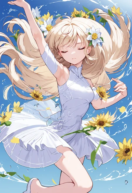 score_9_up score_8_up score_7_up, 1girl, white dress, dancing, long hair, closed eyes, flower, water
<lora:style_yoneyama_mai_12A:1>