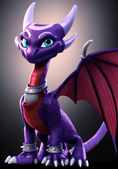 <lora:cynder:0.8>, cynder, solo, looking at viewer, smile, simple background, closed mouth, standing, full body, aqua eyes, black background,