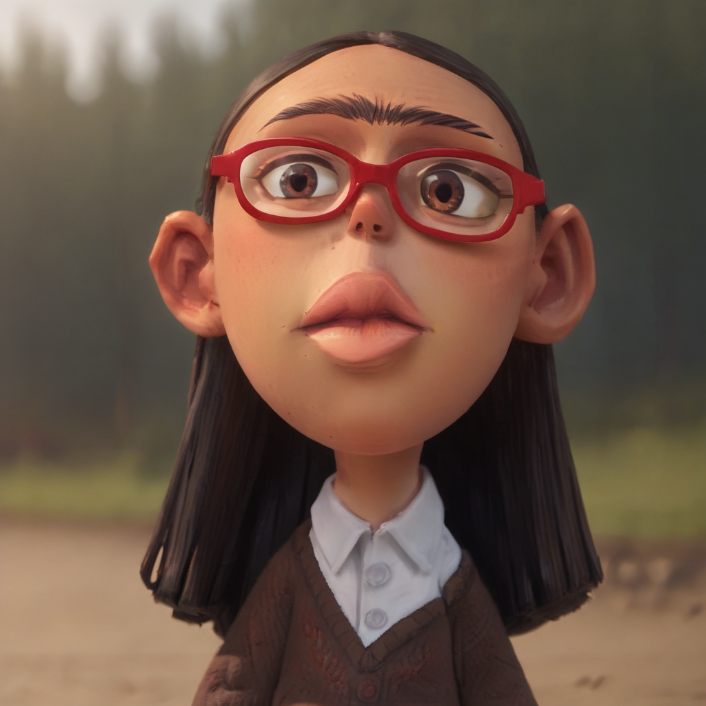 score_9_up, score_8_up, BREAK, SalmaRamsay, 1girl, solo, black hair, long hair, brown eyes, unibrow, lips, red glasses, white shirt, brown sweater, upper body, <lora:SalmaRamsay_PXL_Leaf1:0.8>, depth of field, depth of field, outdoors,
