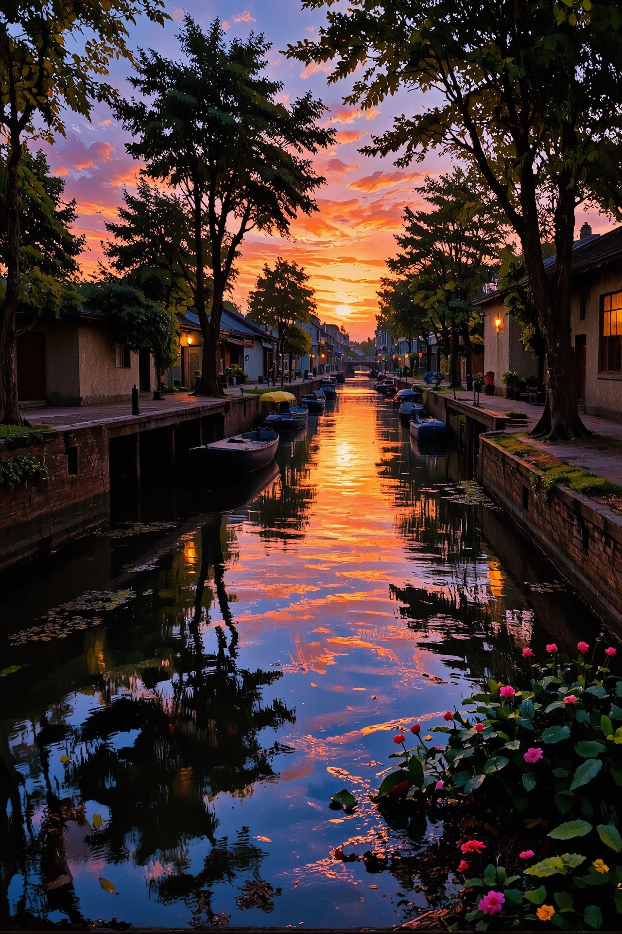 (canal) Togolese evening, beautiful landscape, woman, intricate, very detailed, sharp, colorful, multilayer painting,  <lora:Hand v2:1> <lora:Anti-Blur:1> <lora:Insane Detail Slider:0.5>   <lora:Flux.1_Turbo_Detailer:0.6> <lora:flux-photo-transparent_Alpha_1.0:0.8> <lora:flux.1_lora_flyway_Epic-detail_v2:0.6> <lora:Painterly01b_CE_FLUX_AIT:1> pntrlyCE_style