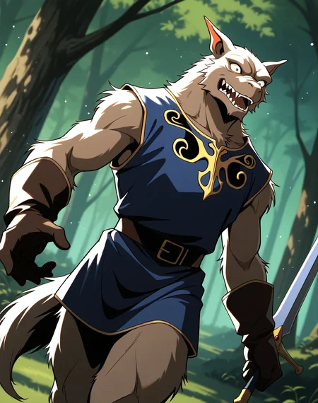 <lora:Kobold_(Record_of_Lodoss_War)_(Illustrious)_(AD):1> kobold, muscular, Record of Lodoss War,
dutch angle, exterior, battleground, dynamic action, dutch angle, fantasy forest, nature landscape,
kobold soldier, no pants, fur tail, furry body, cowboy shot, sword, bent leg, twisted torso, male chest focus,
BREAKvery awe, aesthetically pleasing, masterpiece, best quality, amazing quality, very aesthetic, perfect depth of field shot, masterclass color theory, in'ei, gradient style coloring, source_anime, masterclass anime,
Smooth Quality, lazympos, IllustQualXL_Pos,
