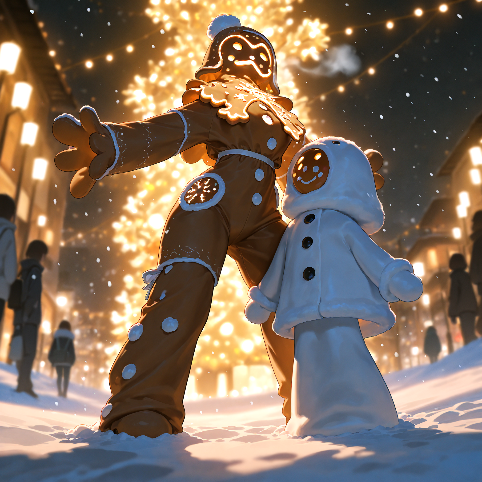 masterpiece, best quality, amazing quality, very aesthetic, absurdres,  newest, volumetric lighting
gingerbread,  snowing,  merry, Gingerbread woman,female,<lora:Gingerbread_Man:0.6>,
masterpiece, best quality, amazing quality, very aesthetic, absurdres,  newest, volumetric lighting