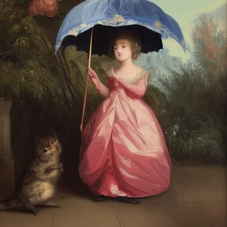 a painting of a girl in an exotic ball gown holding a parasol by dr-strange