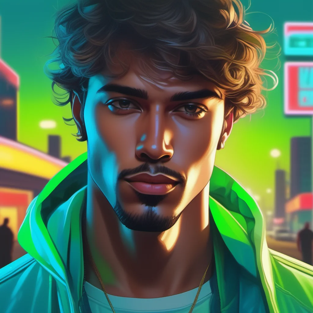 an image picture of a handsome young man, light blue and light green, <lora:NeonifyV2-000001:1> nnfy in the style of neon realism
