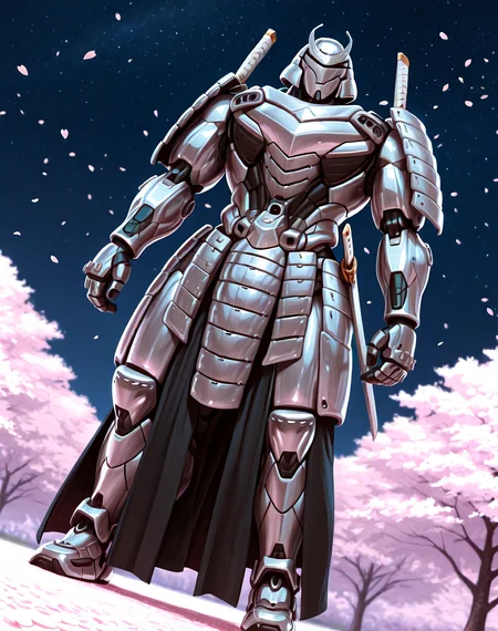 <lora:Silver_Samurai_(Marvel_Comics)_(Illustrious)_(AD):1> Silver Samurai, robot, armor,
((
exterior, traditional Japanese noble's estate home, cherry blossoms, night sky,
dutch angle, dynamic action, male focus, solo, fully armored, villain, hyper glossy body, powerful, superiority,
)),
BREAK: very awe, aesthetically pleasing, masterpiece, best quality, amazing quality, very aesthetic, depth of field, absurd details, depth of field, atmospheric rendering, natural shading, soft shading,
BREAK: lazympos, lazypos (3),