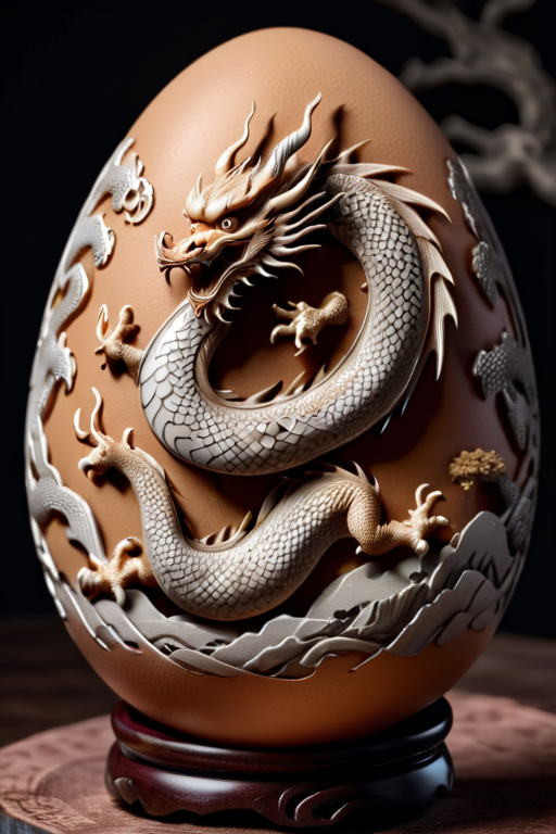 <lora:Dragon_Engraving:0.8> dragon engraving on an egg, 8k resolution,