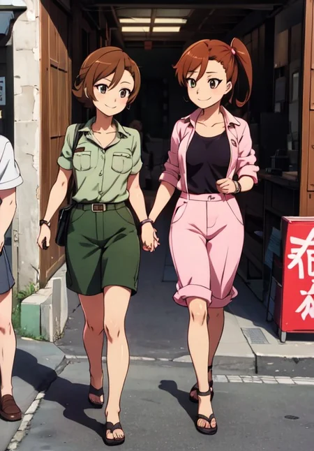 <lora:gate_sk:0.8>, gate_sk, smile, walking market, seductive