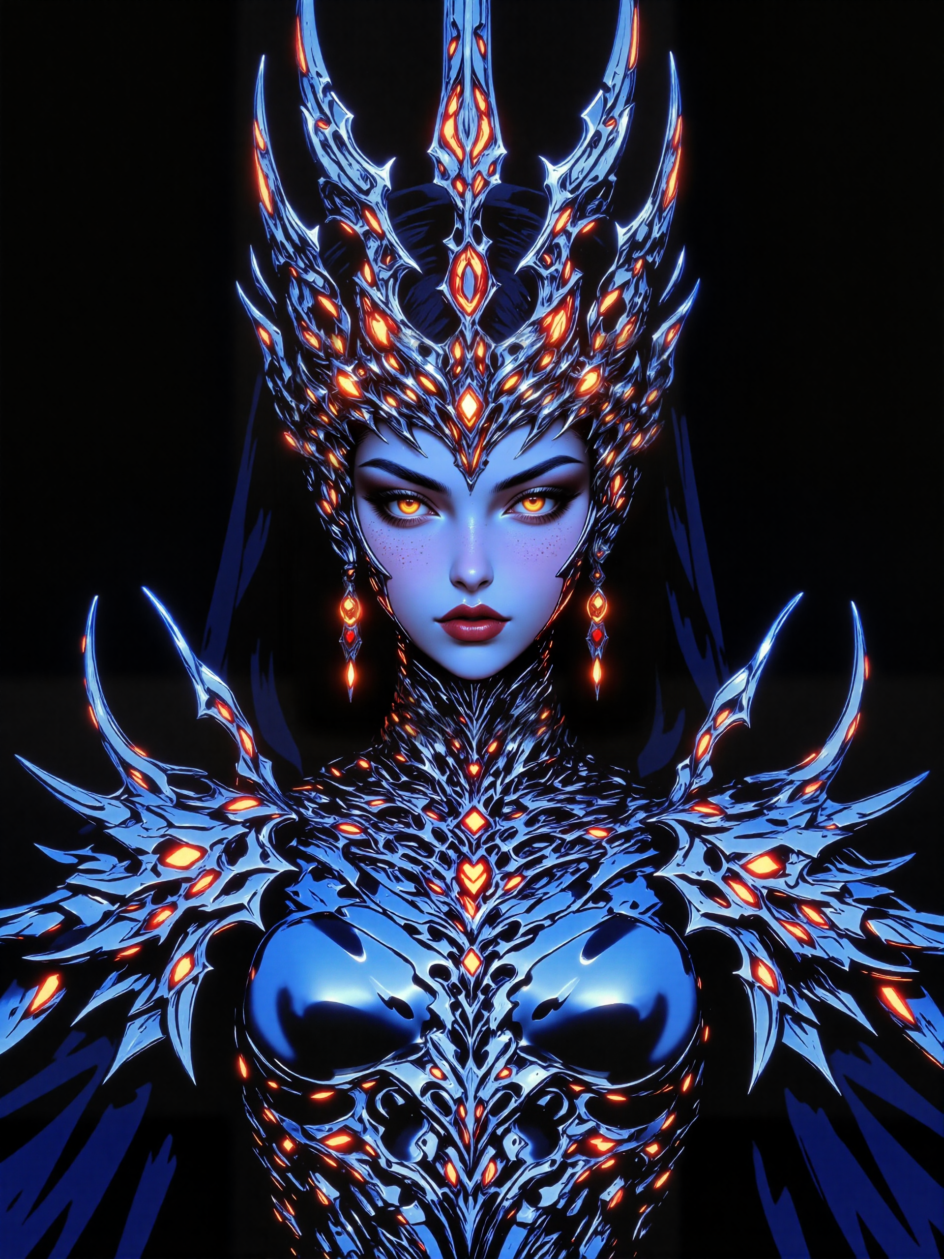 [:intensely glowing and red hot eyes with a red to orange gradient, :6]a realistic and highly detailed illustration, symmetrical, golden ratio, 8k, 16k, low angle, is this the beginning or the end? your fate's in the palm of my hand, between the light and the void within the heart of the front, beyond the reaches of god, smothered in triumph and loss, the nightmare nears its end, as the hourglass drains of its sand, between the light and the void, beyond the reaches of god, iridescence, bioluminescence, night blue, silver, platinum, moonlit, jewelry, mythp0rt, ne0nfant4sy, midjourney_whisper_avant_couture, <lora:style-mythic_fantasy-v2-flux-by_velvets:0.76> <lora:style-neon_fantasy-flux-by_neowave:0.72> <lora:epic_gorgeous_details-balance-flux-by_flyway:0.84> <lora:style-midjourney_lucid_dreams-flux-by_kawaiikitsuneai:0.16> <lora:midjourney_whisper_avant_couture-flux-by_aihonobono2023:0.8>