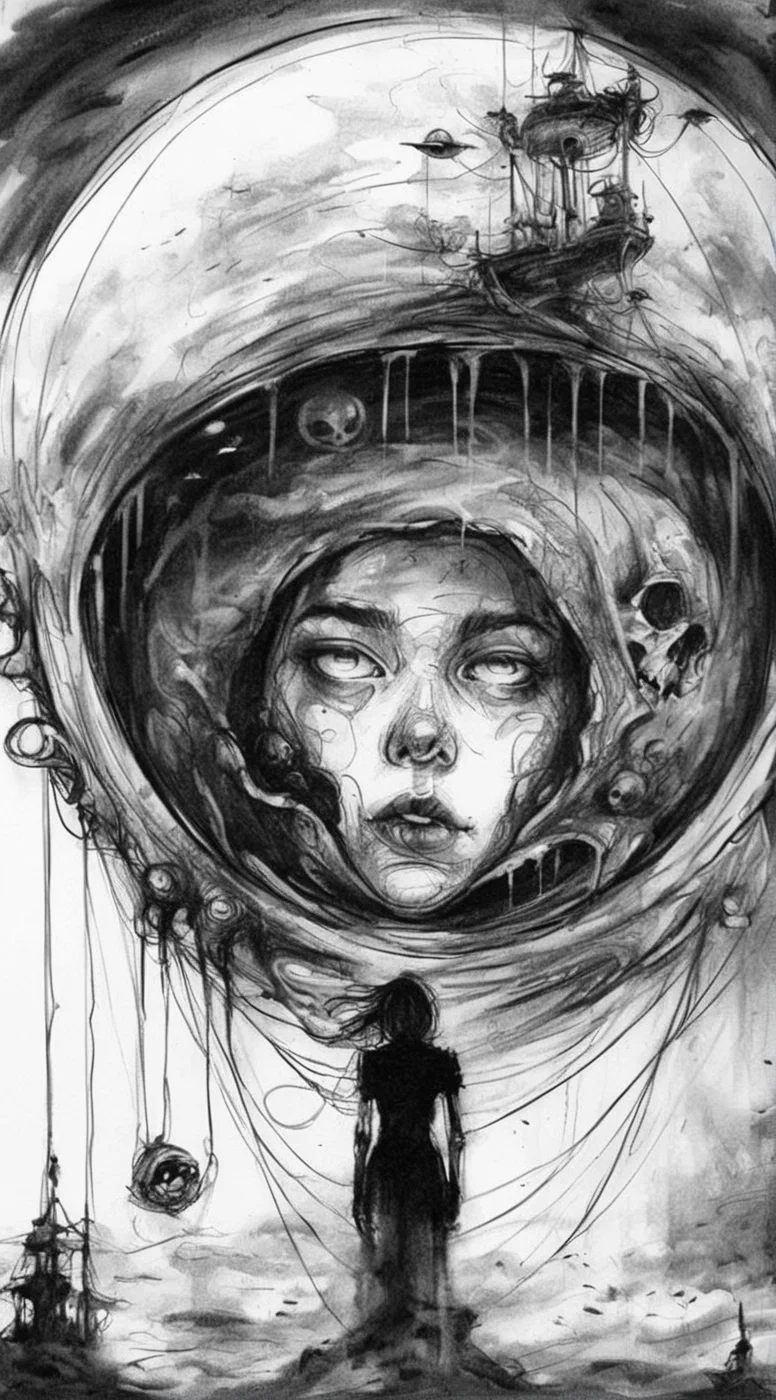 visiblend girl death, in alien ship, black ink<lora:visiblend:0.8>