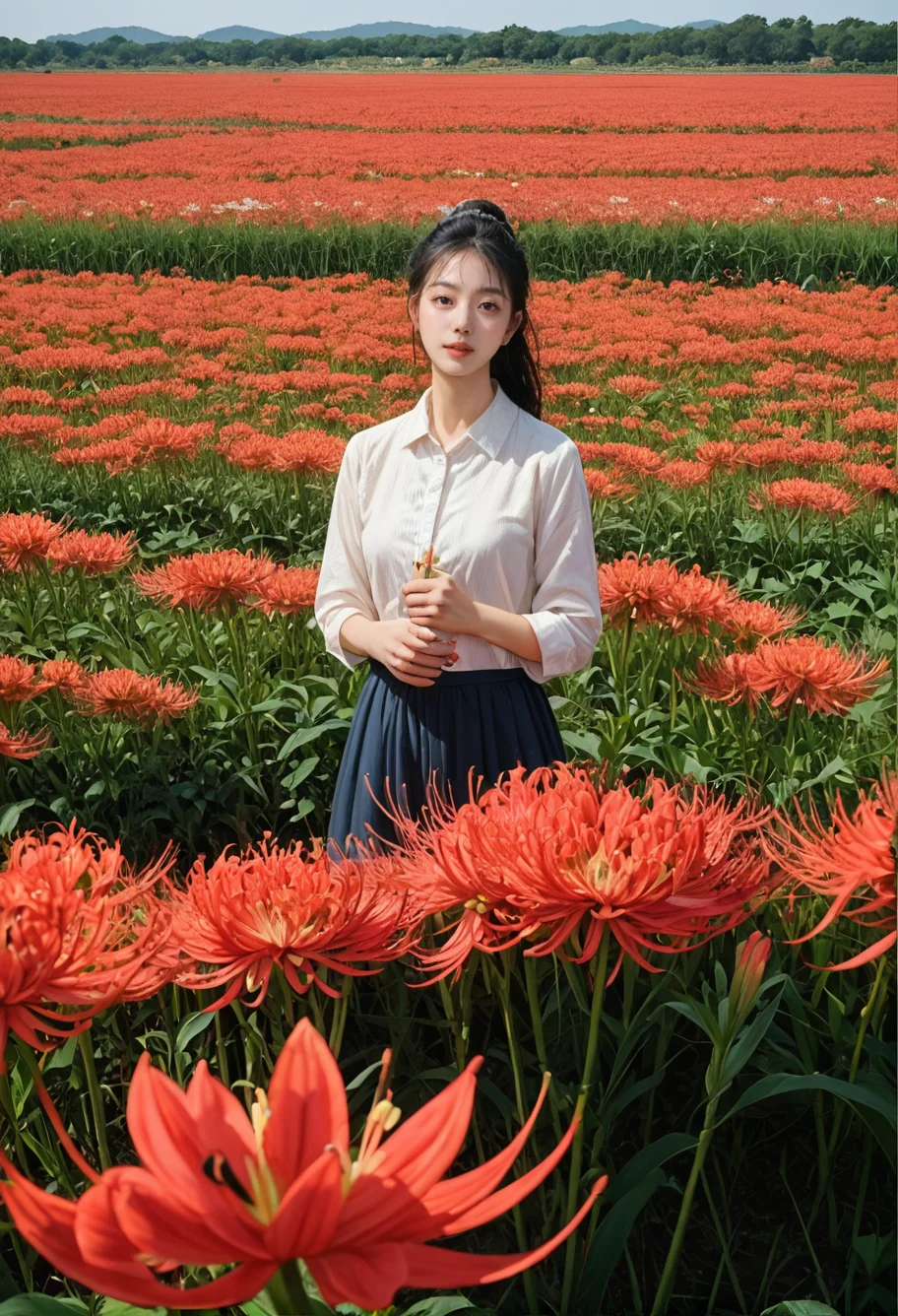 ,ruanyi0797,spider lily,flower field,<lora:0797 spider lily_v1_pony:1>, score_9,score_8_up,score_7_up,,8k,1girl,solo,,