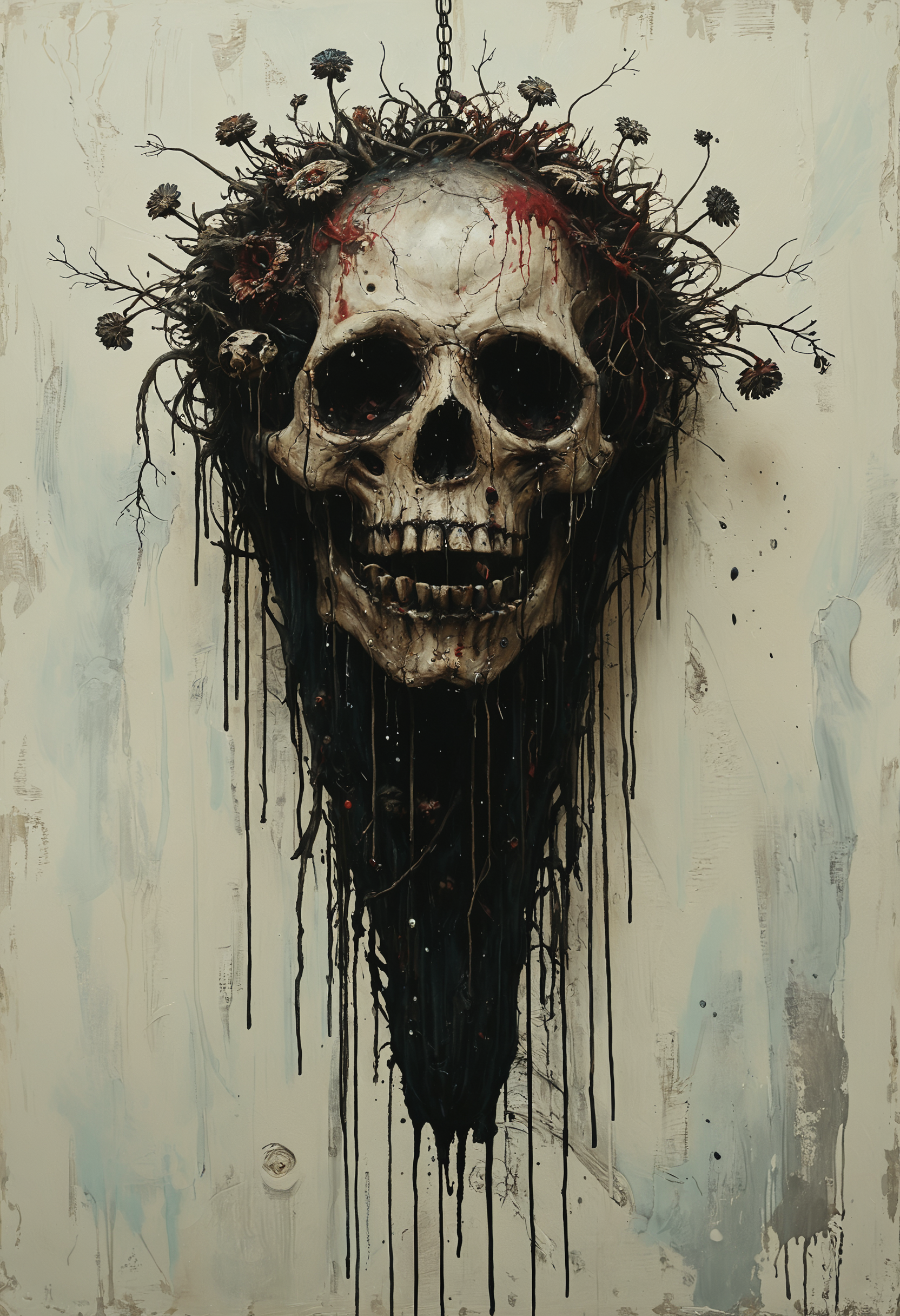 Rotting corpse with dangling entrails, Top-down Lighting, <lora:Melting_world:0.8>, <lora:gorgoeus_splash_of_vibrant_paint:0.7> Gorgeous splash of vibrant paint