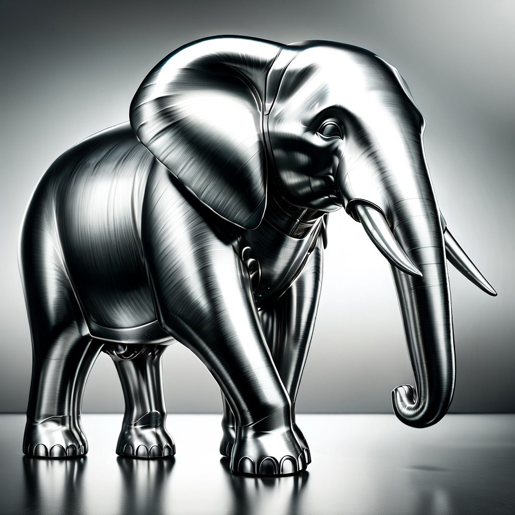 elephant shaped steel, made of steel, brushed steel, brushed, matt,