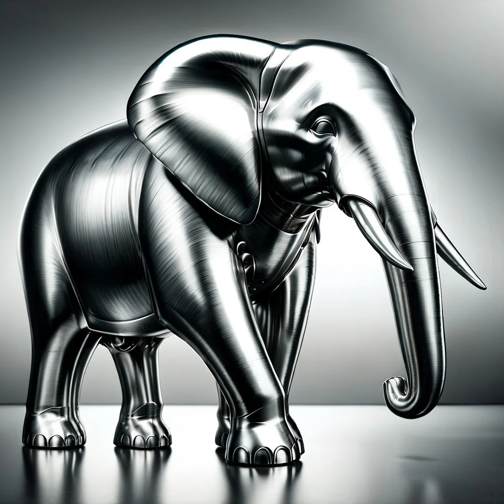 elephant shaped steel, made of steel, brushed steel, brushed, matt,