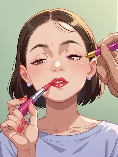 score_9, score_8_up, score_7_up, score_6_up,   <lora:l1ppyXLP:0.7> l1ppy, lipstick, cosmetics, applying makeup, 1girl, anime screencap,