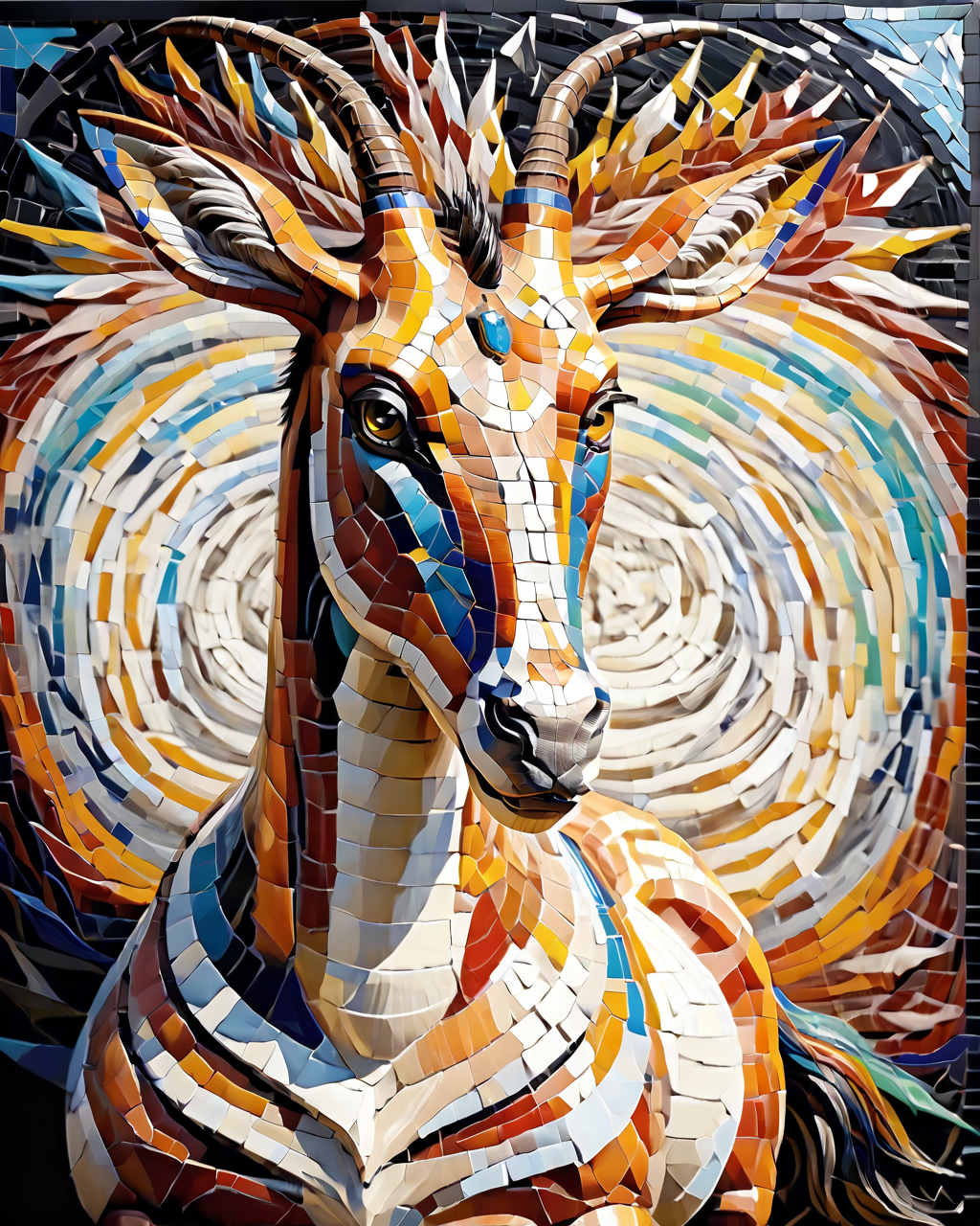 score_9, score_8_up, score_7_up, intricate details, rating_safe,
 <lora:MosaicStyle:1>,
1boy(Mosaic, made from colored stone pieces, 
gazelle, 
full body, looking at the viewer, solo, smiling), black background, 
<lora:ral-chrosc-clr:0.3>, ral-chrosc-clr,
<lora:xl_more_art-full_v1:0.3>,
<lora:add-detail-xl:0.3>