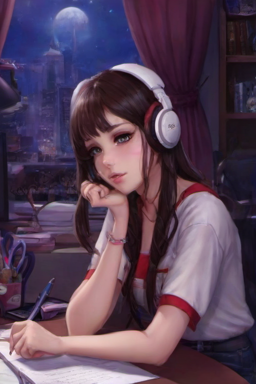<lora:PE_LofiHipHop:0.8> PELofiHipHop,sitting at desk,
 <lora:PE_3DFantasyLady:0.7> PE3DFantasyLady