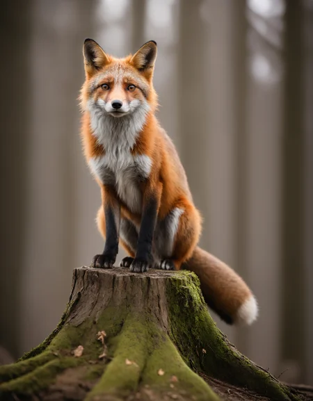 cinematic photo, In the dreamy forest a little fox sits on a tree trunk, 35mm photograph, film, bokeh, professional, 4k, highly detailed