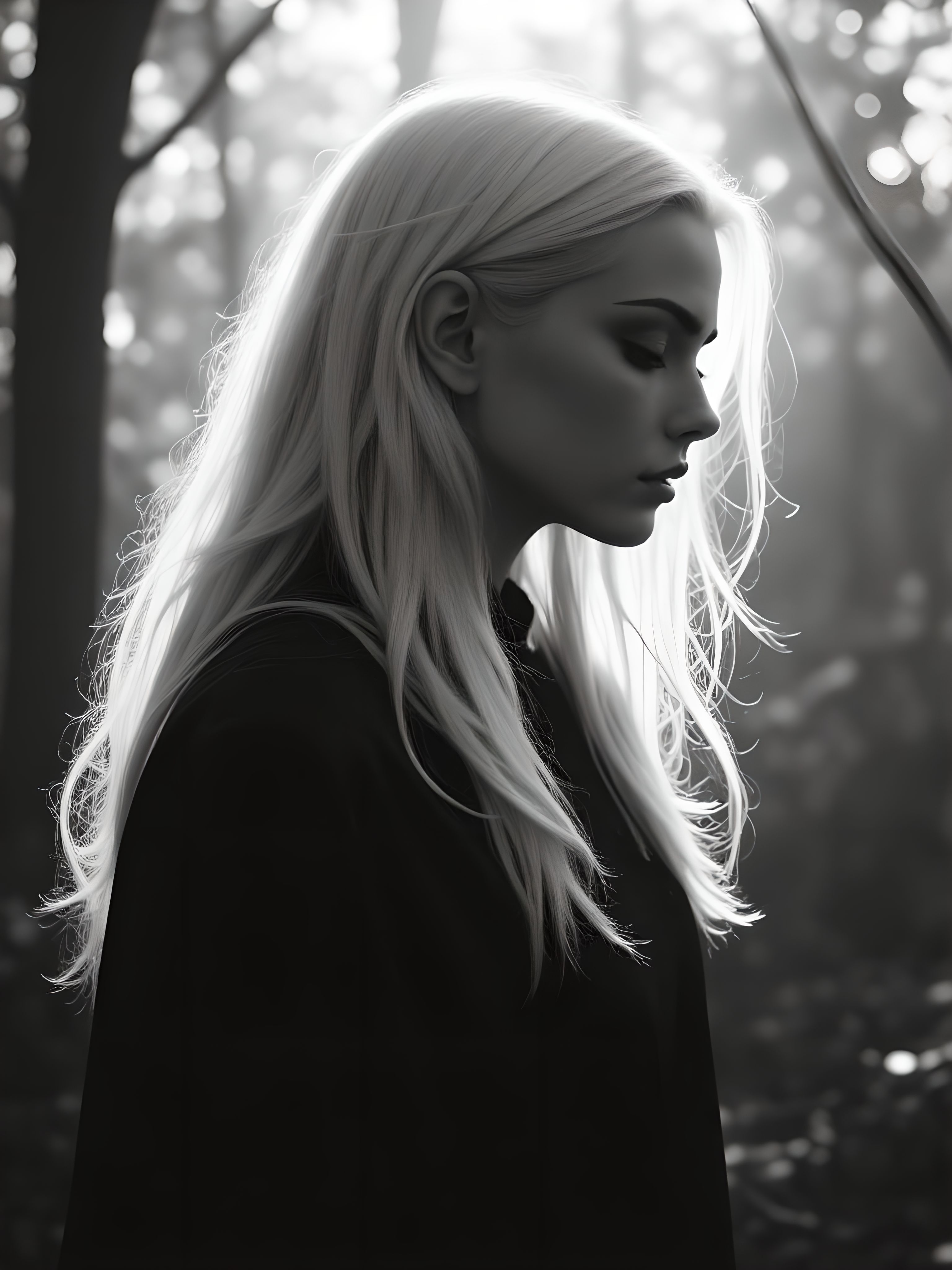 A monochrome photograph of a white-haired girl standing gracefully at the center of a misty, ethereal scene. Soft, diffused light envelops her, highlighting the serene beauty of her delicate features. Her long, flowing white hair catches the light, creating a gentle glow around her, giving her an almost otherworldly presence. The intricate texture of her skin is visible, with finely detailed pores that add a lifelike quality to the image. A subtle film grain effect enhances the cinematic feel, while the low-key lighting amplifies the mysterious, tranquil atmosphere. The scene is filled with an almost dreamlike mist, and the girl's figure exudes calm and serenity. The composition is asymmetrical, with careful attention to the play of light and shadow, creating a striking chiaroscuro effect. The perspective view and delicate light work add depth to this peaceful and haunting moment. aidmaimageupgrader, aidmaMJ6.1m, detailmaximizer, mythp0rt, ne0nfant4sy, drkfnts <lora:aidmaImageUpgrader-FLUX-V0.2:0.9> <lora:aidmaMJ6.1_aidmaMJ6.1-FLUX-v0.4:0.9> <lora:aesthetic2-cdo-0.5:0.7> <lora:v1v1dr34m:0.8> <lora:mythp0rt_FluxMythP0rtr4itStyle:0.7> <lora:ne0nfant4sy_NeonFantasyPrimeFLUX-000049:0.74>