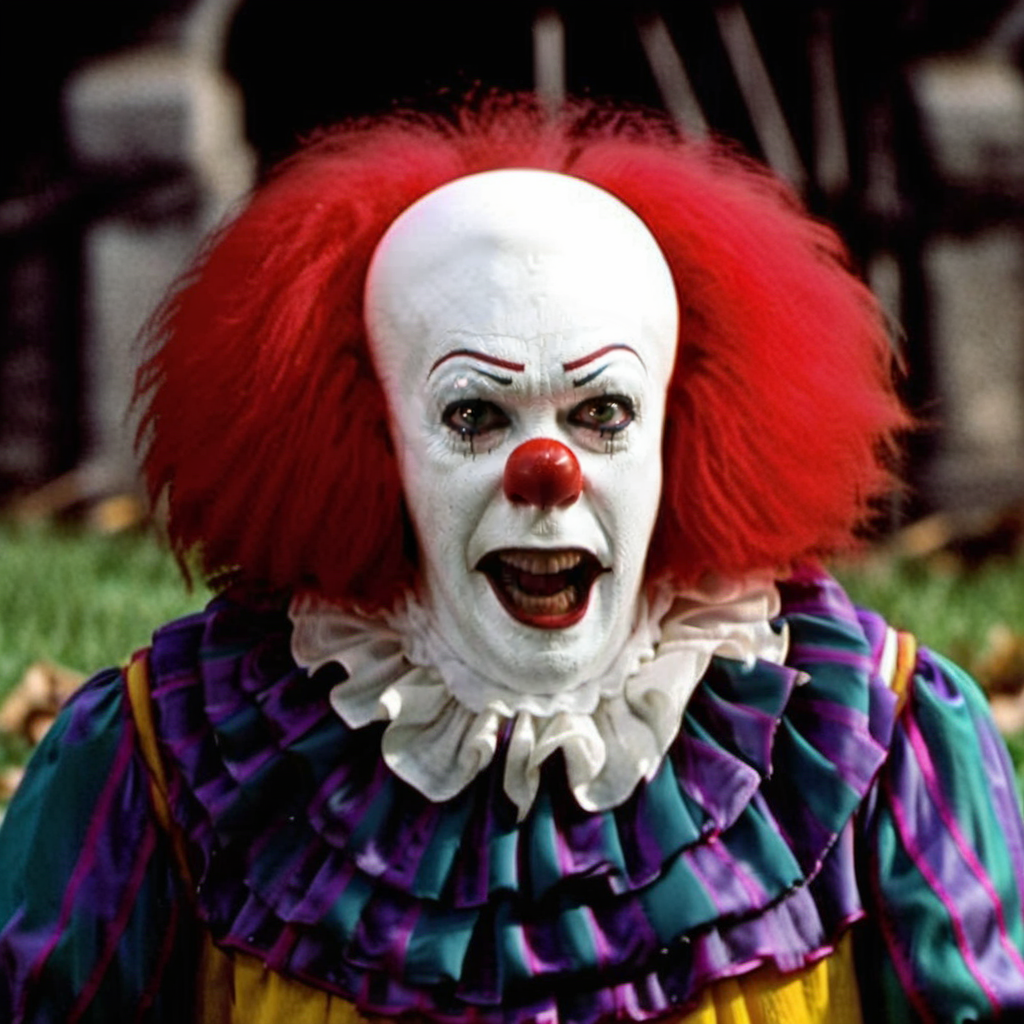 Pennywise1024, a man standing ,detailed eyes, highly detailed, photography, ultra sharp, film, bokeh, professional, 4k  <lora:add-detail-xl:1.5> <lora:Pennywise1024-000420:0.8>