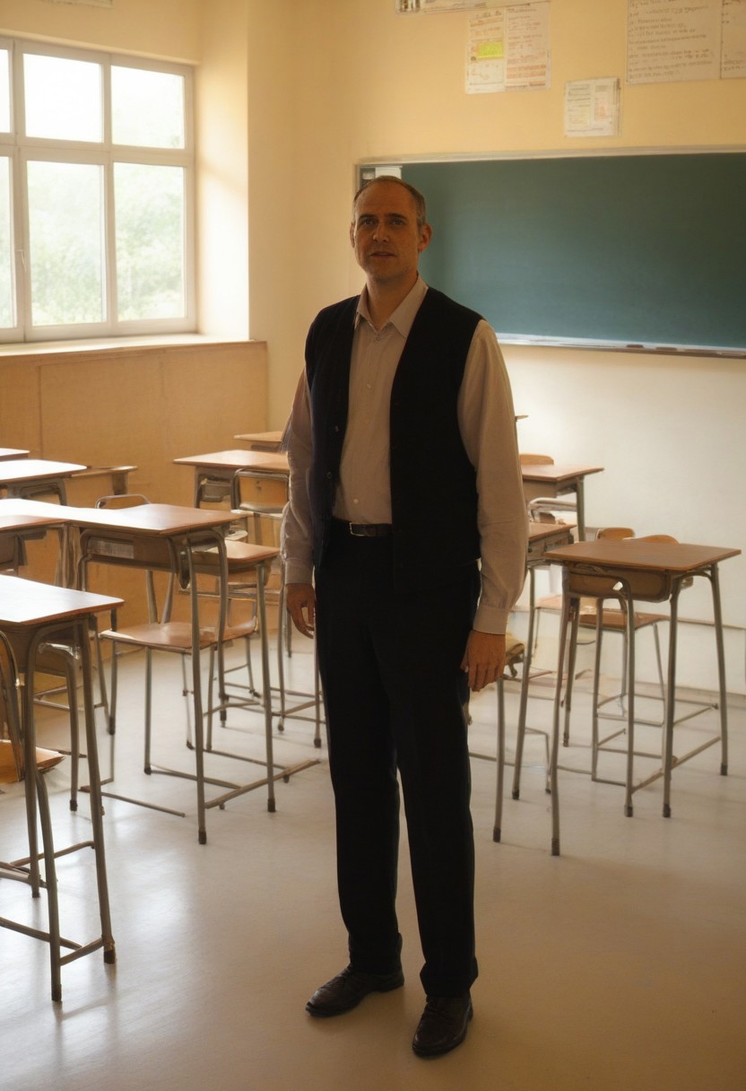 Frieren, standing in front of the classroom