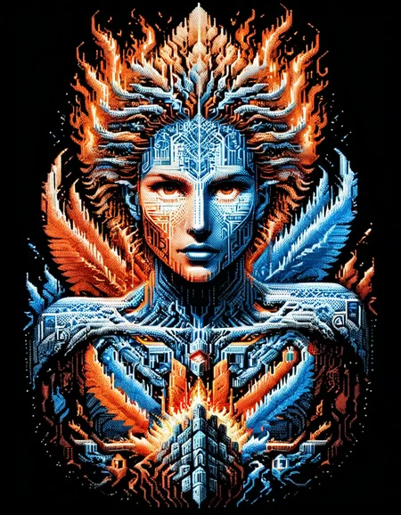 epic Technical illustration, behance, Internally Glowing ral-ansrt, surrounded by fire and ice Sharp and in focus, Awe, Dramatic spotlight, four colors, heroic, <lora:ral-ansrt:1.2>, magnificent, highly color focused, highly contrasted, intricate, glossy