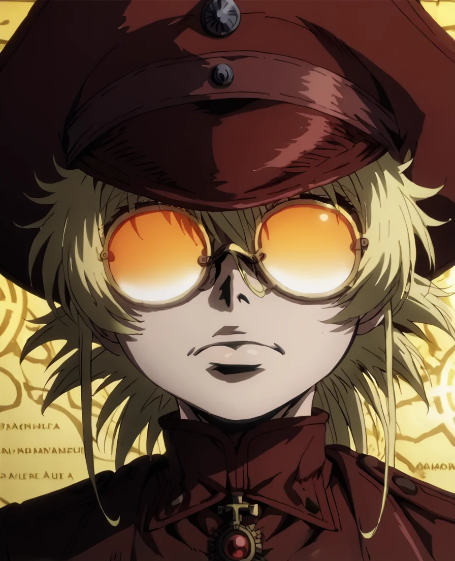score_9, score_8_up, score_7_up, score_6_up, score_5_up, score_4_up, source_anime, BREAK
hellsing_ultimate_style,, <lora:hellsing_ultimate_style-pony.10:0.8>,
solo,1girl,portrait,red fedora,yellow circle glasses,reflection glasses,
<lora:TanyaPonyV2:0.8> TanyaDegurechaff,