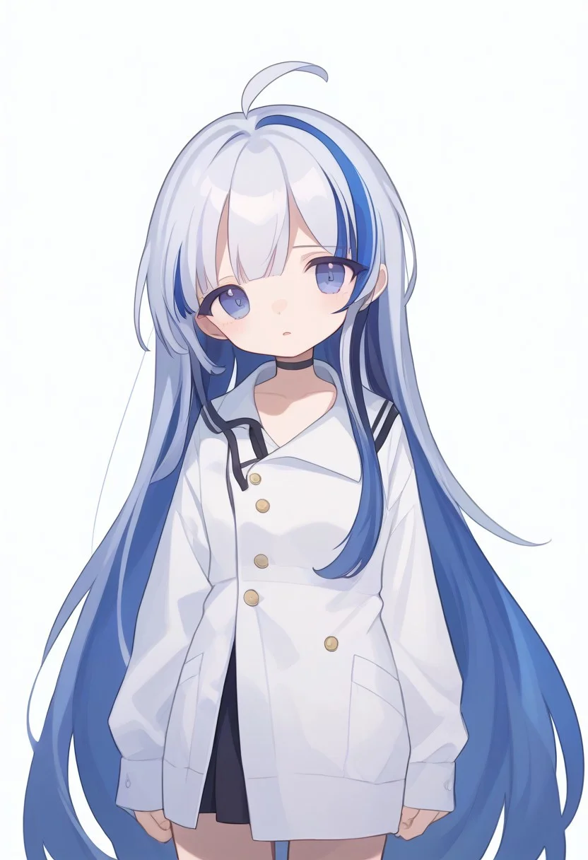 score_9, score_8_up, score_7_up, source_anime, BREAK, standing, simple background, cowboy shot, very long hair, blue hair, streaked hair, multicolored hair, hubblenc