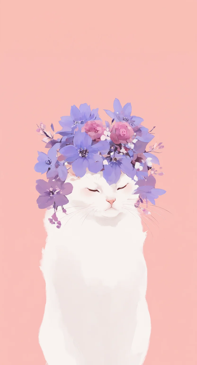 masterpiece, best quality, good quality, very awa, very aesthetic, absurdres, newest, ssink, ink (medium), solo, simple background, closed mouth, closed eyes, flower, no humans, animal, pink background, cat, letterboxed, facing viewer, purple flower, animal focus, head wreath, whiskers, white cat, flower wreath, pastel colors
<lora:illustriousXL_stabilizer_v1.23:0.3> <lora:testink5_1:0.85> <lora:freehandink_V1:0.65>