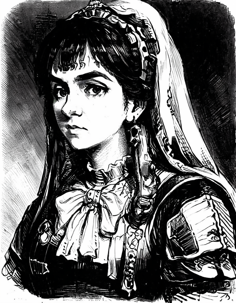 portrait of a very useless aqua \(konosuba\),1girl,solo,monochrome,art by llbreton, <lora:LLbreton_V3:1>