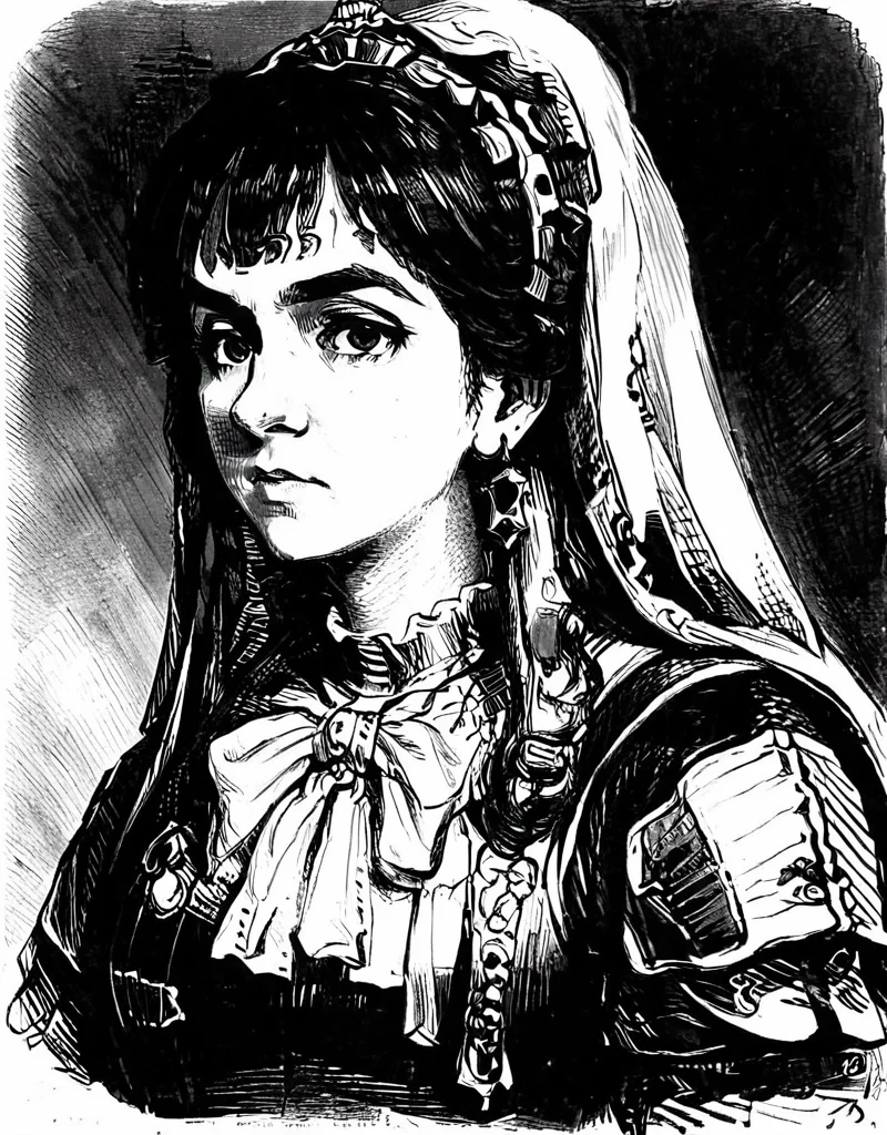portrait of a very useless aqua \(konosuba\),1girl,solo,monochrome,art by llbreton, <lora:LLbreton_V3:1>