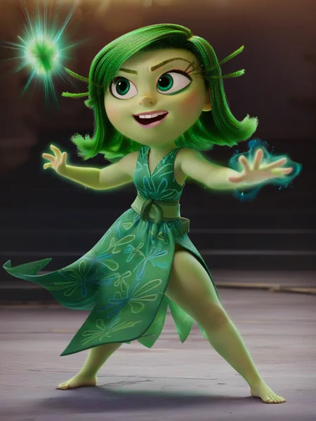 <lora:Disgust:0.6> di_st, 1girl, green hair, green eyes, mage, magic, epic pose, score_9, score_8_up, score_7_up,
