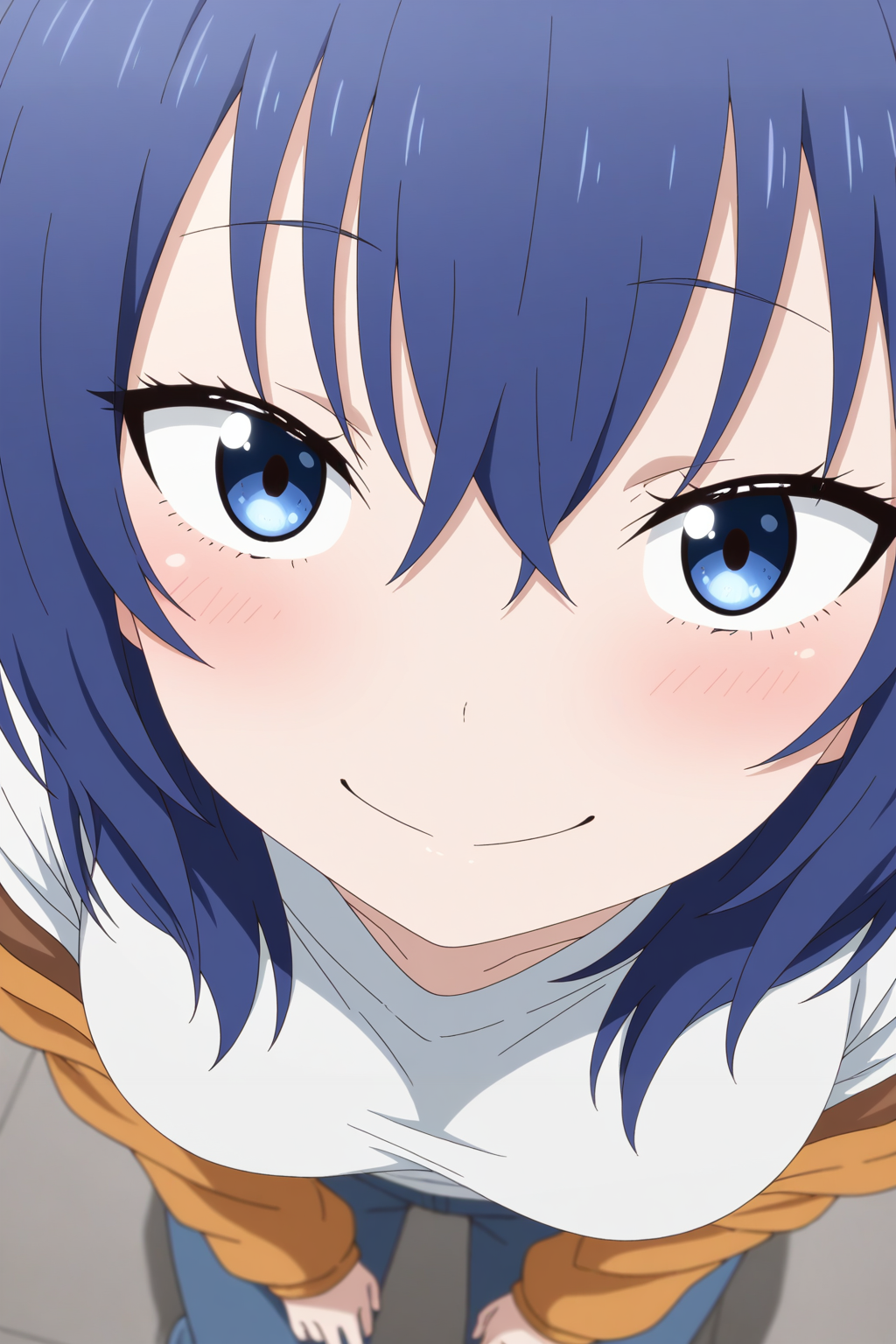 masterpiece, best quality, amazing quality, very aesthetic, absurdres, ultra detailed,
<lora:il_contrast_slider_d1 (Ð¦ÐÐÐ¢ ÐÐÐ Ð¢ÐÐÐÐ):-0.8>
 <lora:Chika Suzugamori:0.8> chika_suzugamori, 1girl, 
portrait, smile,
view from above, body is visible, medium breasts are visible from under the shirt,,