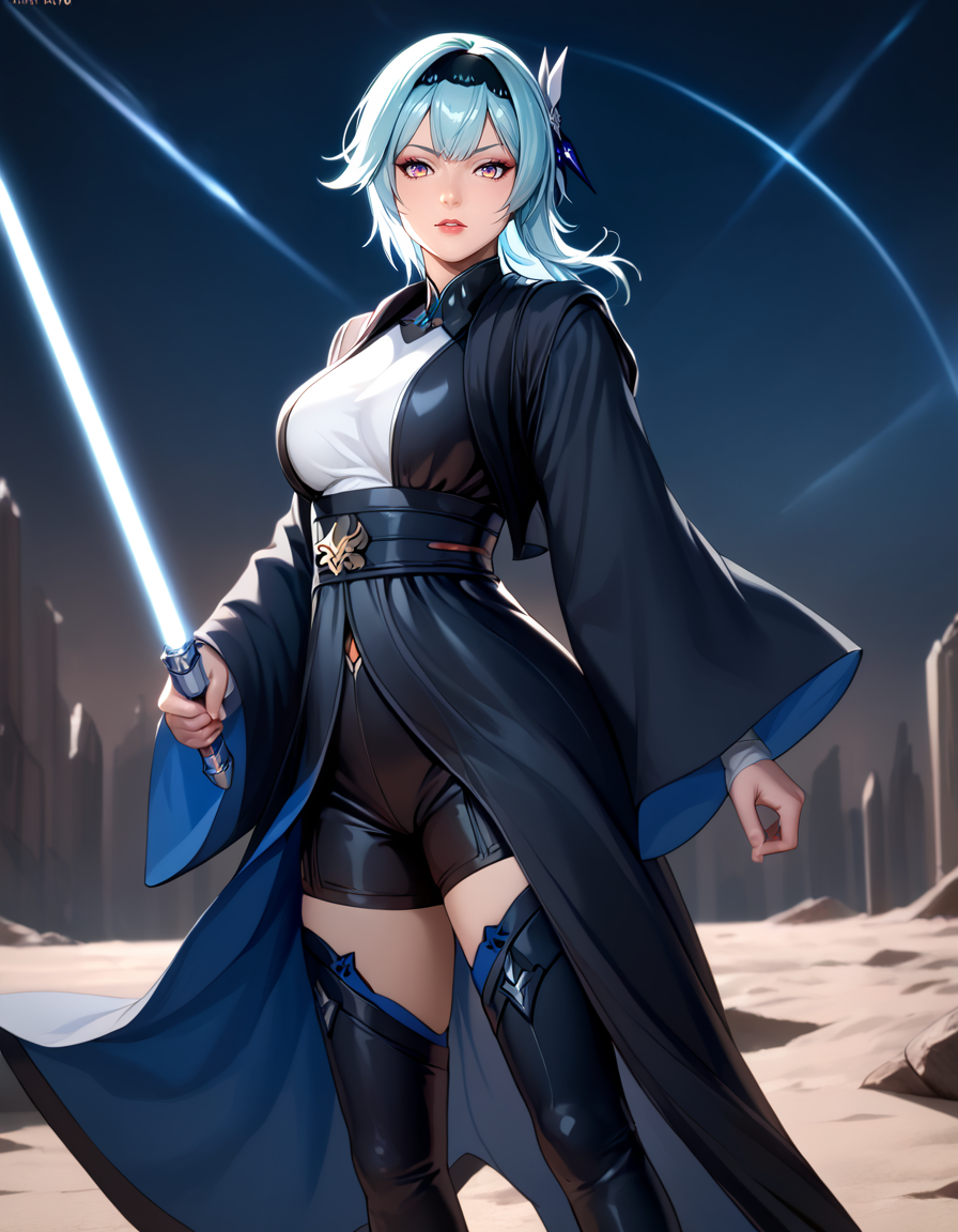 score_9, score_8_up, score_7_up,
eula wearing (((j3di))) robe,
holding lightsaber,wide sleeves,
heroic pose, wind,
outdoors, detailed spaceship background,
 <lora:jedi_r2:0.9>