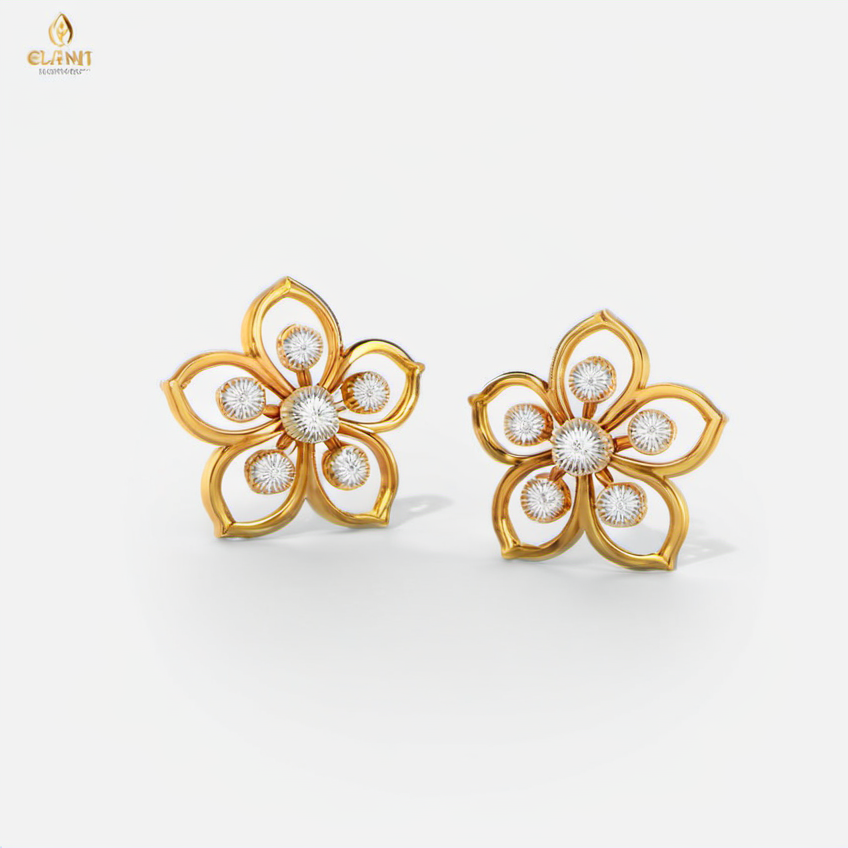 golden ear ring,flower shape<lora:diamond:1>