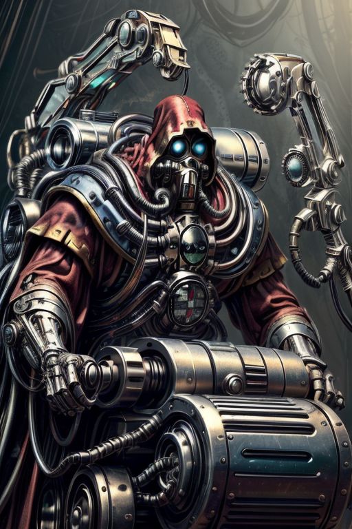 ((masterpiece,best quality)), absurdres, BREAK
mechanical arms, robes, hood, BREAK
((techpriest)), cyborg, mechanical face, mechanical limbs, gas mask, mechanical tentacles, (mechanical backpack), blue cloak, BREAK
1other, solo, holding gun, weapon, gun, firearm, BREAK
(chrometech ),