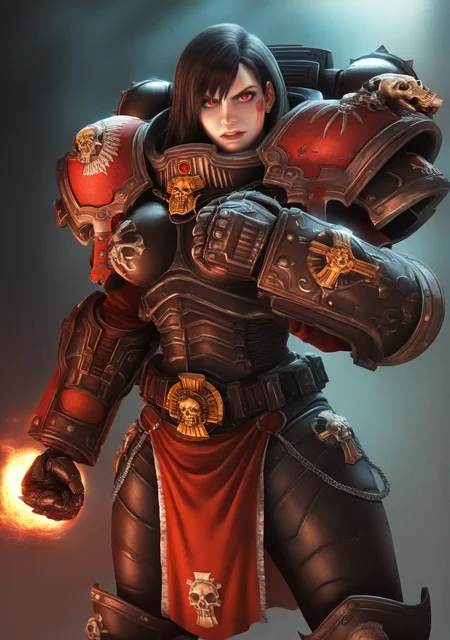 cowboy shot,Tifa Lockheart,
edgAdepta, 1girl, solo, ((huge red guantelets, power fist)), lips, blood, gauntlets, skull ,wearing edgAdepta,power armor,pauldrons,skull emblem, <lora:edgIllustriousXLAdeptaSororitas-000004:0.85>
very aesthetic, masterpiece, best quality, very aesthetic, highres, absurdres, sensitive