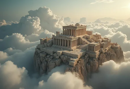 the most realistic, photorealistic photo ever taken [(an ancient greek mythological city:1.5) in the clouds,a dream world shifting landscapes,  Captured with a Hasselblad X2D 100C and an 80mm f/1.9 lens, hyper-realistic textures, soft studio lighting, elegant shadows, incredible realism,  ultra-detailed textures, perfect lighting],