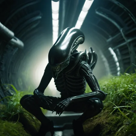 cinematic film still of  <lora:Xenomorph:1>
Xenomorph  in a tunnel,endoparasitoid extraterrestrial species,solo,sitting,artist name,no humans,grass,science fiction,monster,dark , horror themed, dark themed, cinematic, film still, xenomorph style, shallow depth of field, vignette, highly detailed, high budget, bokeh, cinemascope, moody, epic, gorgeous, film grain, grainy