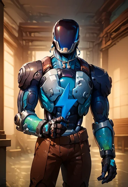 score_9, score_8_up, score_7_up, 
robot, kayo, brown pants, blank face, japanesse house, blue buzz, (holding blue buzz:1.4), holding buzz with both hands,