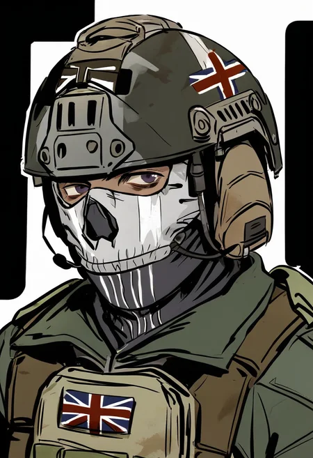 9_score,8_score_up,7_score_up,<lora:CODwarfareMalesPonyXL-000020:1>,ghost(modern warfare 2),1boy,solo,male focus,mask,white background,looking at viewer,upper body,simple background,military,bulletproof vest,helmet,jacket,