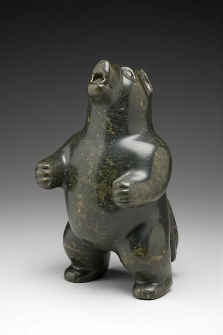 Inuit sculpture of a dog howling. <lora:inuit_cap_d6a3e12:1.0><lora:821715093269211146:0>