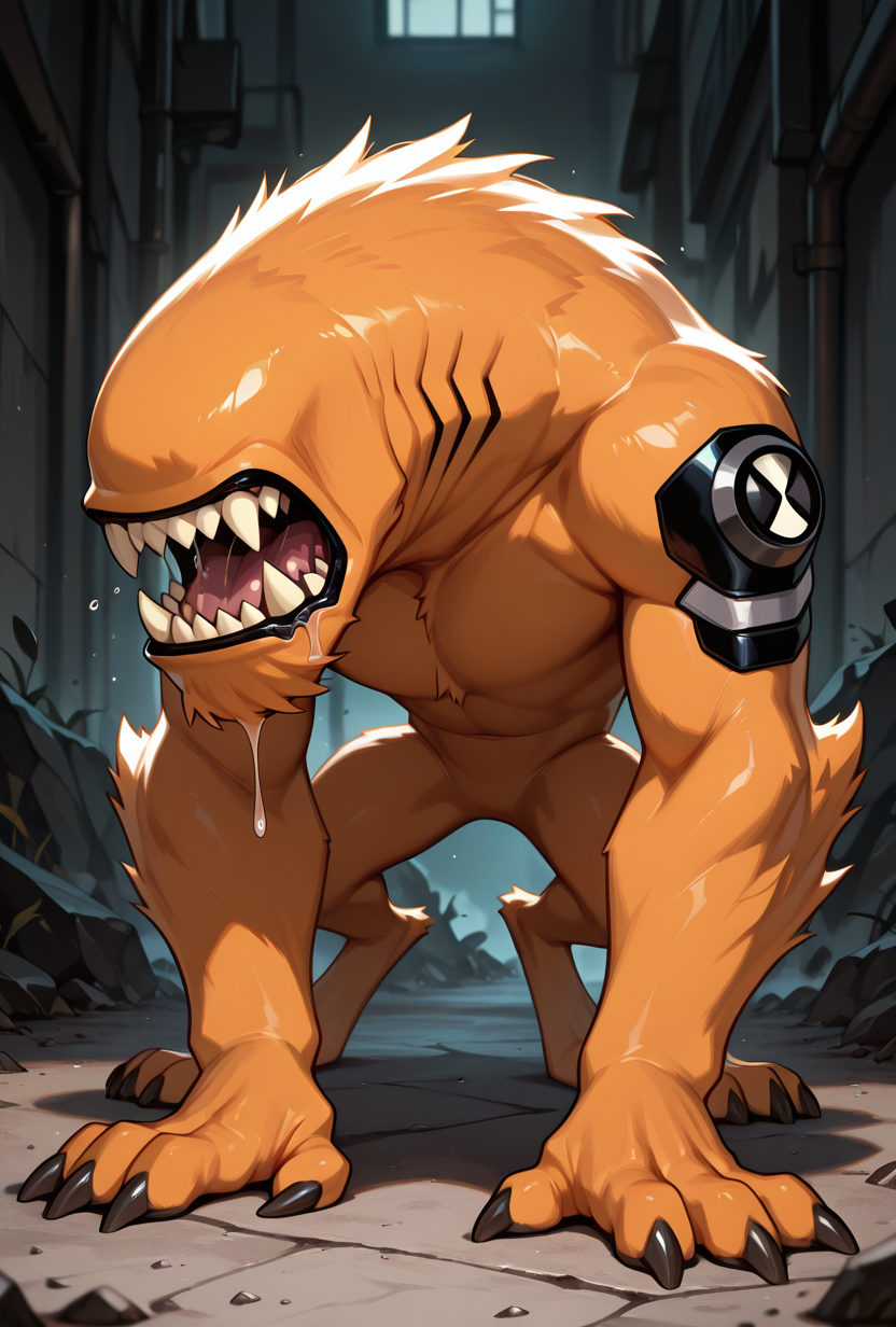 <lora:wildmutt-06:1> wildmutt, solo, no humans, claws, sharp teeth, no eyes, no ears, drooling, masterpiece, best quality, amazing quality, very aesthetic, absurdres, newest,