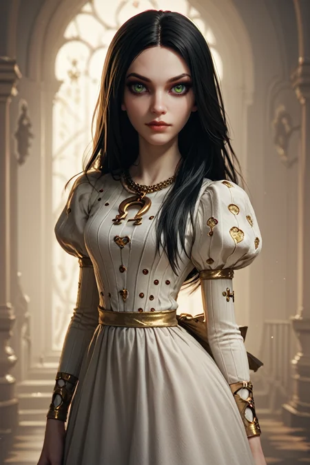 score_9, score_8_up, score_7_up, score_6_up
<lora:AliceMadness:1.0>
AliceMadness, 1girl, black hair, long hair, green eyes, looking at viewer, golden hour, high contrast shadows, bedroom background