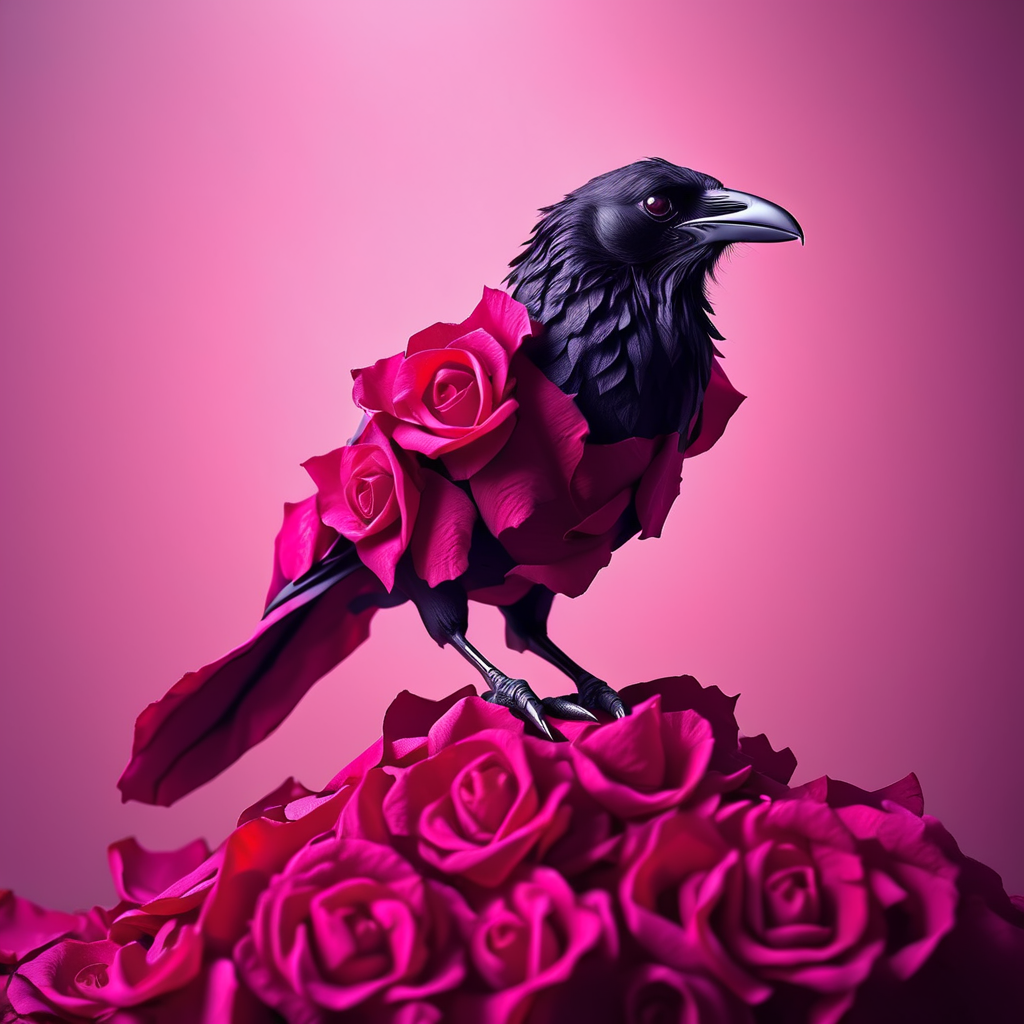 rosifex raven made of rose, cinematic, professional photo<lora:rosifex :1>