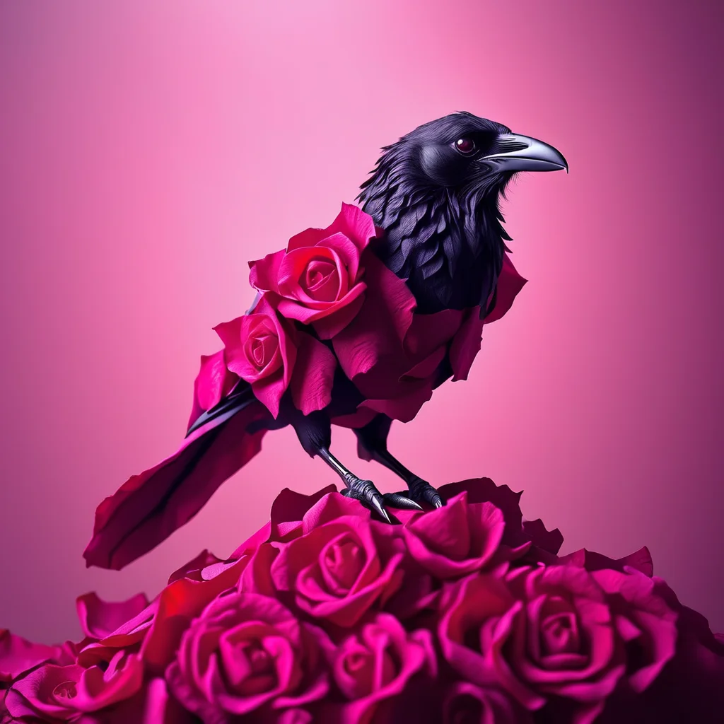 rosifex raven made of rose, cinematic, professional photo<lora:rosifex :1>